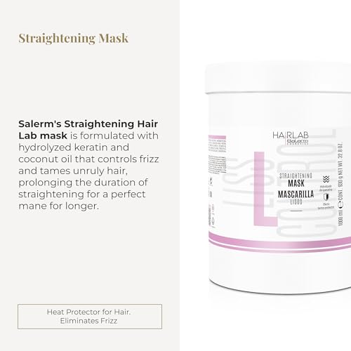 SALERM - Smoothing Hair Mask - Lisos Hair Lab - 1000 ml - Perfect Smoothing for Unruly Hair - With Hydrolyzed Keratin and Coconut Oil - Heat Protector for Hair - Eliminates Frizz