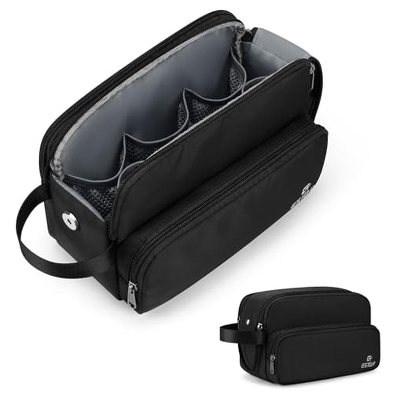 Estour Toiletry Bag for Men, Travel Toiletry Bag Travel Essentials, Dopp Kit Water-resistant Shaving Bag,Bathroom Bag Toiletries Organizer,Classic Black(Polyster)