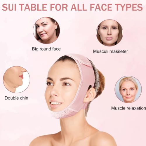 V Line Lifting Mask Chin strap for sleeping, V Line Lifting Mask for Women,Jaw Exerciser，Medium,Pink