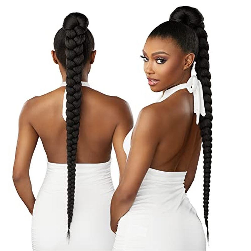 Sensationnel Lulu Pony Wrap - high heat synthetic yaki pony tail or up do wig piece - LULU PONY Wrap 1 (1B OFFBLACK)