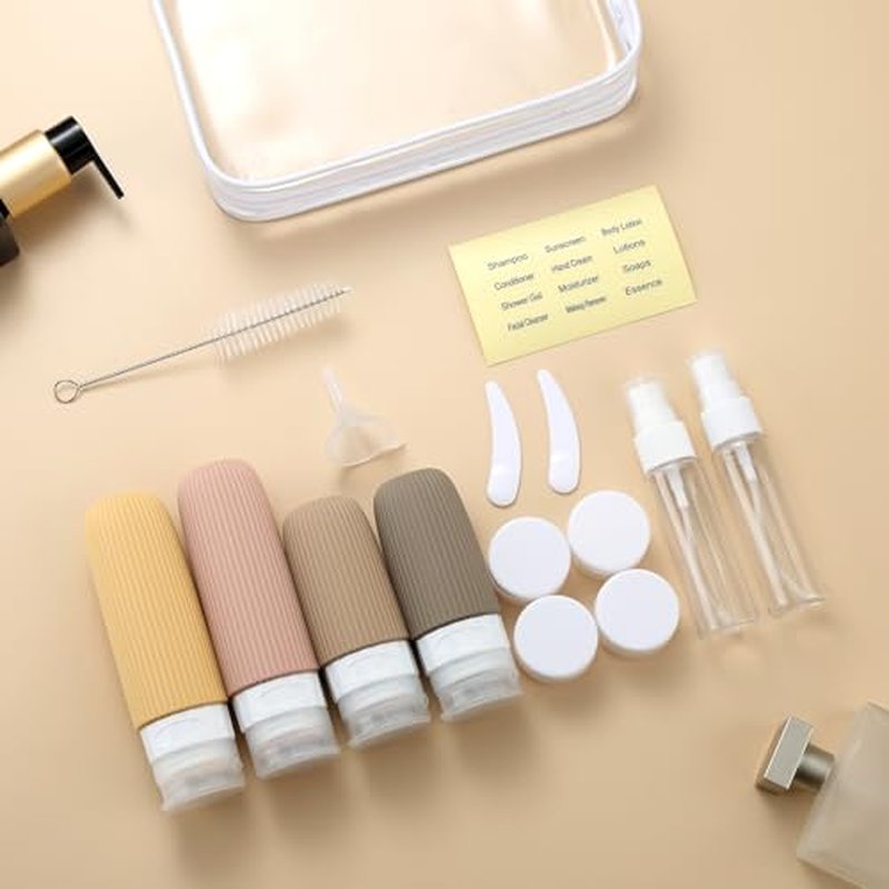 Mrsdry 16 Pack Travel Bottles Set, TSA Approved Leak Proof Silicone Squeezable Containers for Toiletries, Refillable Travel Accessories for Conditioner, Shampoo, Lotion & Body Wash Accessories