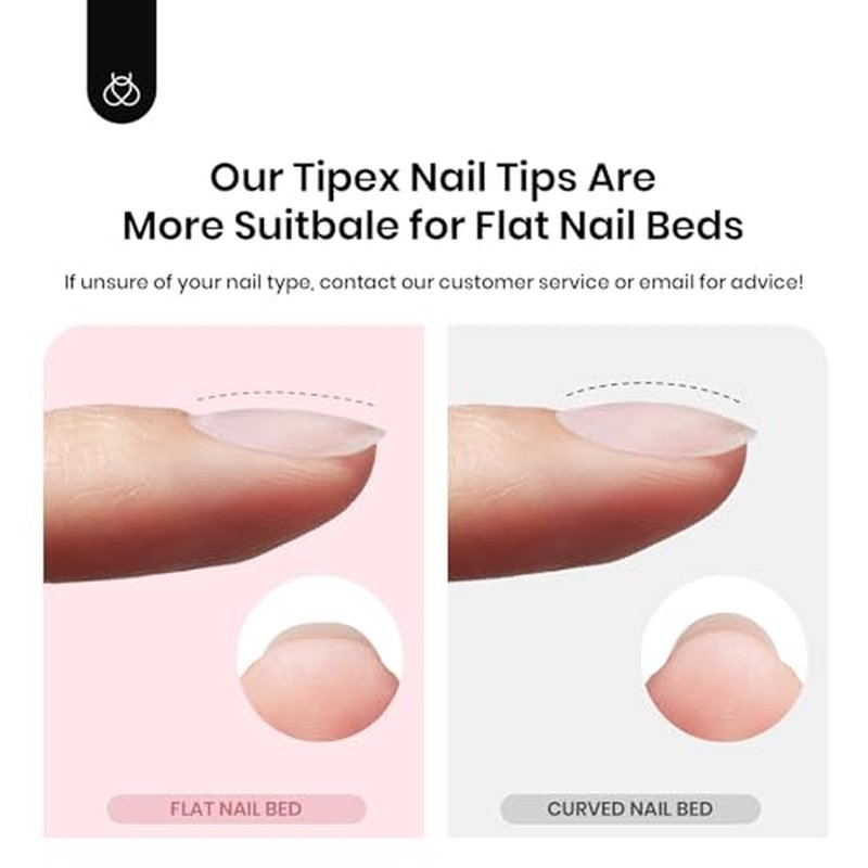 Beetles Tipex Instant Apex Nail Tips, Short Coffin 192 Pieces Pre-Building & Pre-Etched Thicker Acrylic Nail Tips - Upgraded with 16 Sizes for Flat Nails Press on Nails