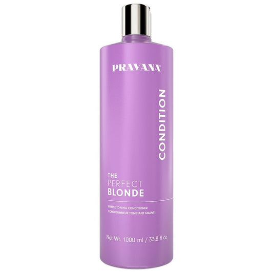 PRAVANA The Perfect Blonde Purple Toning Conditioner | Neutralizes Brassy, Yellow Tones | For Color-Treated Hair | Adds Strength, Shine, Elasticity | 33.8 Fl Oz