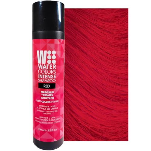 Watercolors INTENSE Semi Permanent Color Depositing Shampoo. Sulfate & Paraben Free to Maintain & Enhance Hair Color 8.5 oz - RED (1 Count)
