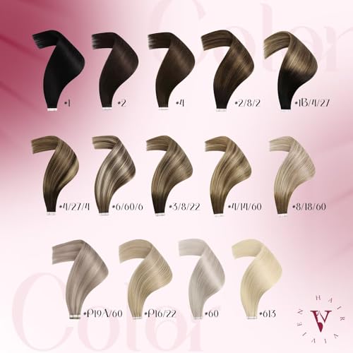 Vivien Balayage Tape in Hair Extensions Human Hair Brown to Caramel Blonde Tape in Extensions Human Hair Invisible Tape in Human Hair Extensions Seameless 22 Inch Short Human Hair 50g 20pcs