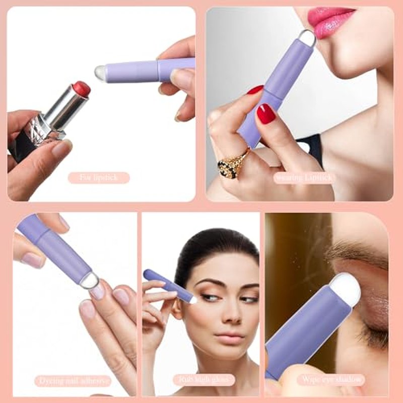 2 Pieces Silicone Lip Brush Lip Makeup Brush Silicone Pen Lip Applicator Multi-purpose Makeup Blending Brush with Lid for Lip Nail Coloring (Pink)