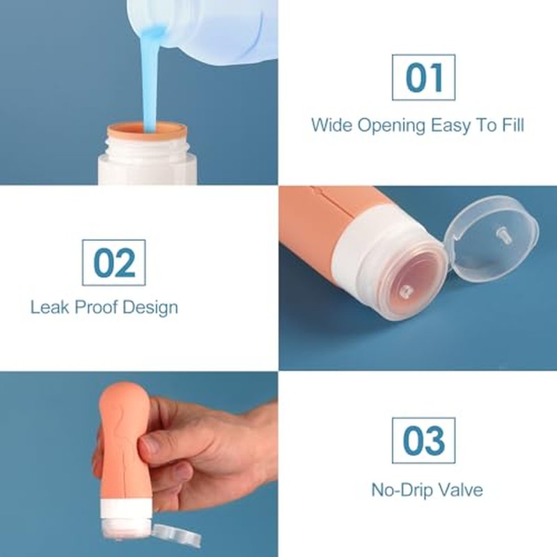 Vipop 4 Pack Travel Bottles for Toiletries,TSA Approved Silicone Travel size Toiletries,Leak Proof Travel Containers for Toiletries,Travel Bottles for Shampoo Conditioner Lotion (Flamingo)
