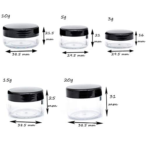 ZEJIA 5 Gram Sample Containers with Lids, 100PCS Mini Makeup Containers, Empty Plastic Travel Cosmetic Containers with Labels