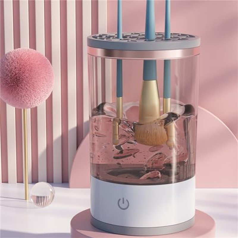Beauty Swirl Cosmetic Brush Cleaner, the cozy luna makeup brush cleaner, electric make up brush cleaner machine, Rechargeable & Deep Spinning Cleaning (White*2,Plug-in Type)