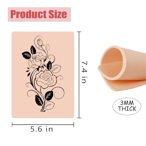 Tattoo Skin 3MM- SOTICA 8pcs Fake Skin 3mm Tattoo Practice Skins 6×8" Fake Tattoo Skin Silicone Practice Skin for Tattoo Fake Skin for Tattoo Piel Sintética Para Tatuar for Tattoo Supplies