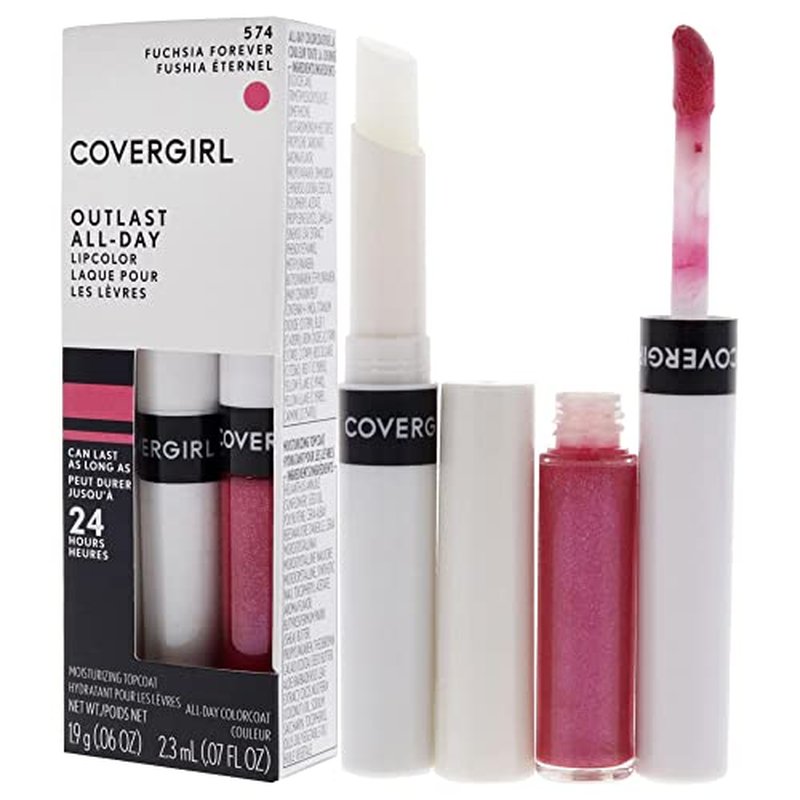 COVERGIRL Outlast All-Day Lip Color With Topcoat, Fuchsia Forever (Pack of 2)