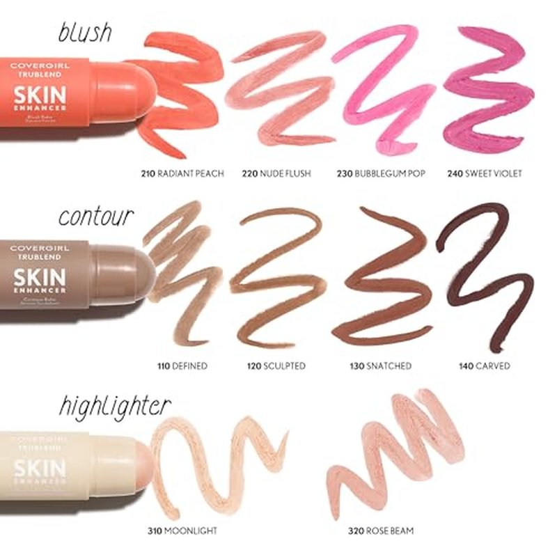 CoverGirl Trublend Skin Enhancer Balm, 110 Defined, Contour Stick, Vegan Formula, Easy to Use, Glides on Effortlessly, Non-Greasy, Doesn't Crease, 0.21oz
