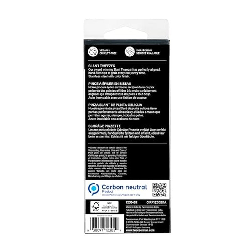 Tweezerman Stainless Steel Slant Tweezer - Eyebrow Tweezers for Women and Men (Black)