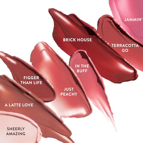 LAURA GELLER Jelly Balm Moisturizing Tinted Lipstick Duo | Hydrating Hydrating Vitamin E - Semi-Shine Finish |Tinted Lip Balm Set Brick House & In the Buff