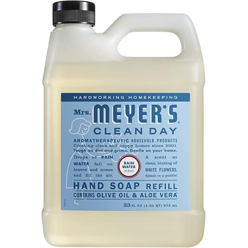 Mrs. Meyer's Liquid Hand Soap - Rainwater Scent | 33 oz Refill & 12.5 oz Bottle Set