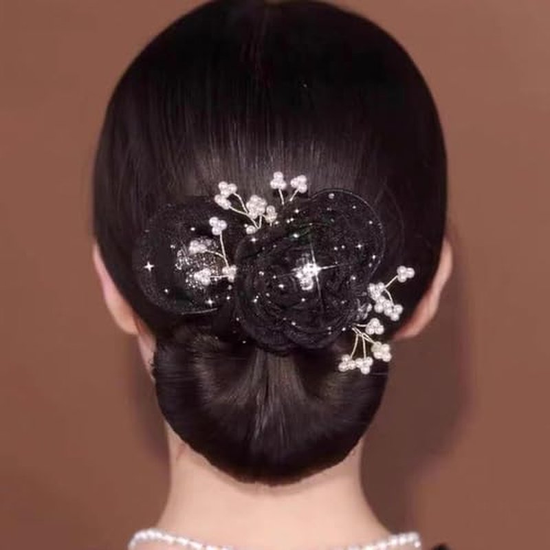 Insstyle Full Star Flower Hair Accessories, Hand Embroidered Flowers Deft Bun Hair, Character Hair Accessories,Lazy Hair Curler (A4)