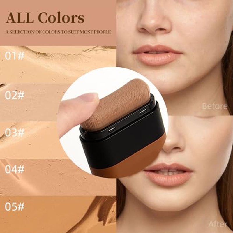 Korea Flawless Eraser Foundation Stick,Cooklesa Hydrating Lightweight Foundation Stick with Brush,Multiuse Foundation Stick Makeup Lightweight,Foundation Stick Makeup Built-In Foundation Brush (#1, 1)