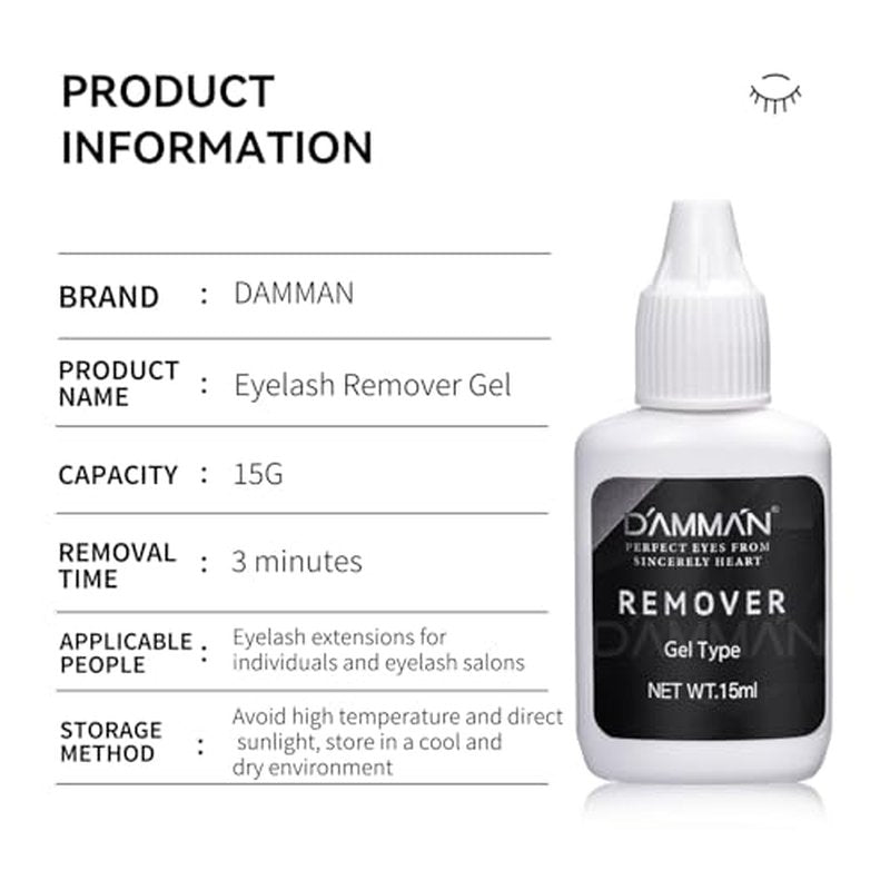 Damman Eyelash Extentions Kit One Bottle 7ml 0.5s Fast Drying Eyelash Glue and One Bottle 1-2 Mins Fast Remove Lashes Gel