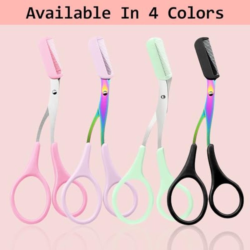 Eyebrow Trimmer Scissor,2024 New Eyebrow Trimmer for Women Men,Eyebrow Scissors with Comb,Non-Slip Eyebrow Cutter Eye Brow Razors,Eye Brow Shaper Trimming Scissors Makeup Tool (3PC-A)