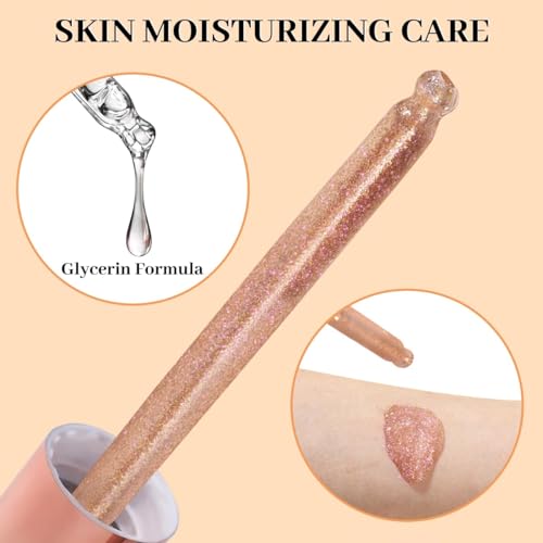 UCANBE Face Body Glitter Liquid Highlighter Illuminator Dewy Drops with Makeup Brush, Makeup Sparkle Shine Luminizer Enhancer Skin Tint 50ml/1.69oz (01 Champagne Gold, Standard)