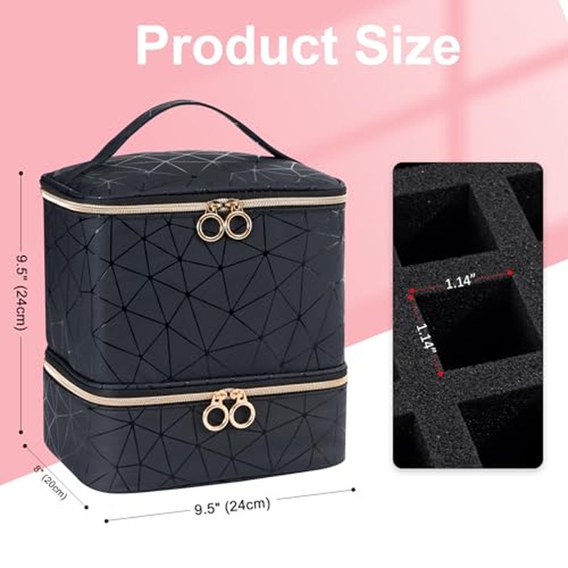 Uross Nail Polish Organizer Bag Holds 30 Bottles Nail Polish & Nail Kit -Nail Polish Storage Organizer Nail Polish Bag Nail Supplies Organizer Case for nail tech - Darkgreen