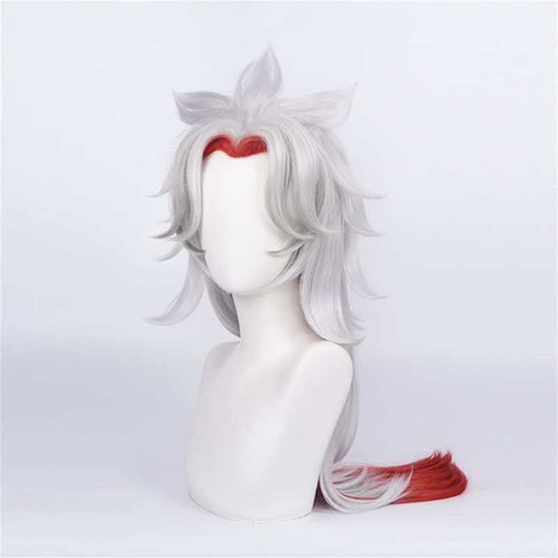 Mystylecos Game Genshin Impact Arataki Itto Silver mix Red Long Wavy Synthetic Wig