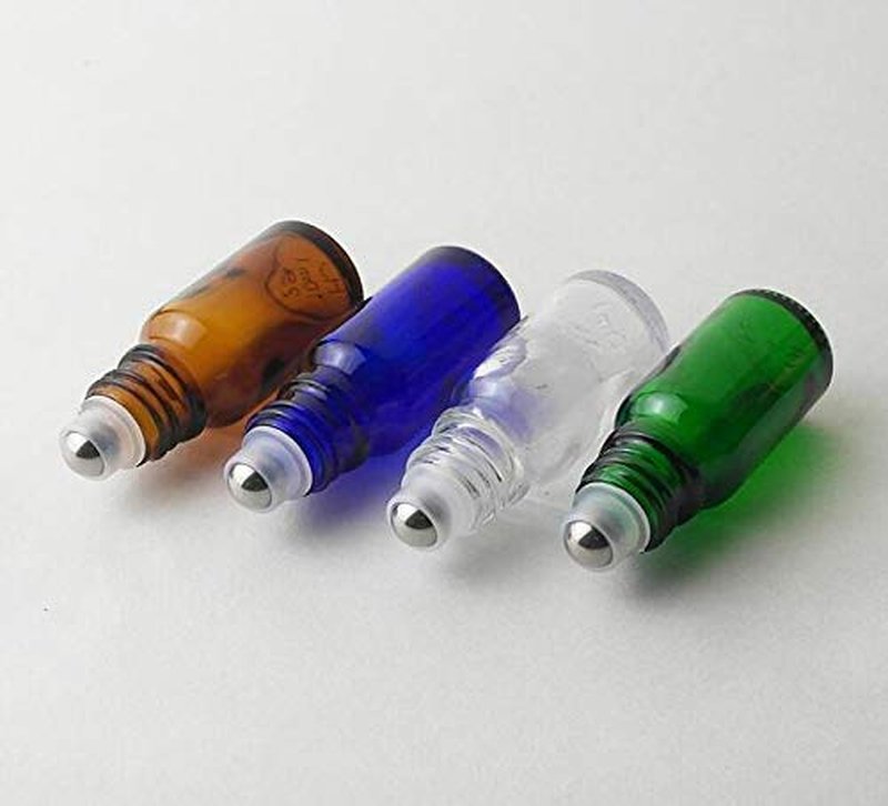3PCS 100ml Empty Refillabl Amber Glass Roller Bottle With Stainless Steel Balls And White Screw Cover For Essential Oil Lip Balms Perfume
