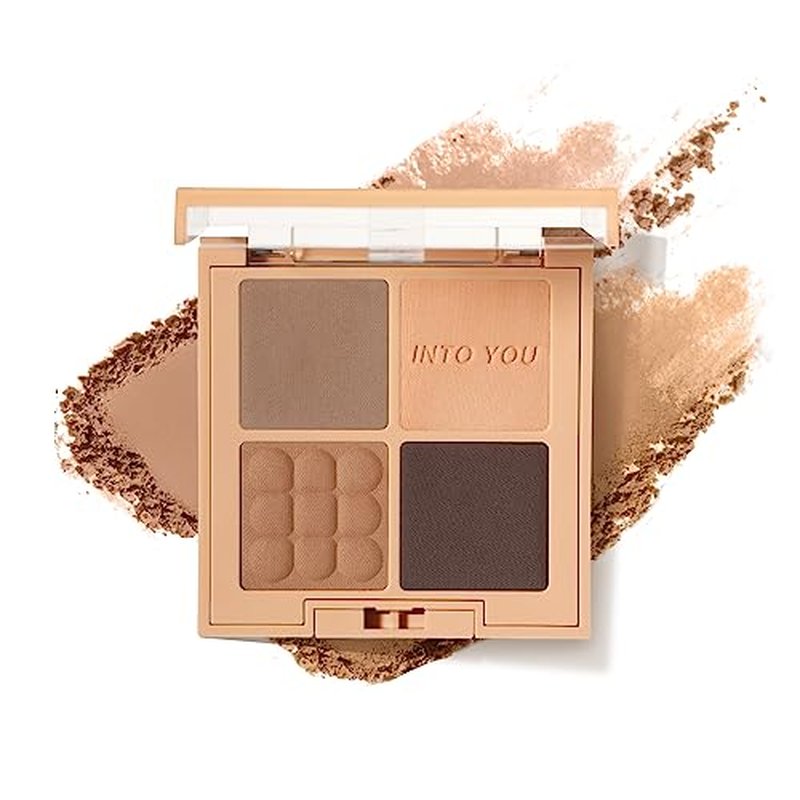 INTO YOU Nude Eyeshadow Palette, 4 Colors Matte Eye Shadow Palletes, Warm Neutral Naked Pigments, Long Lasting Professional Beauty Makeup Eyeshadow