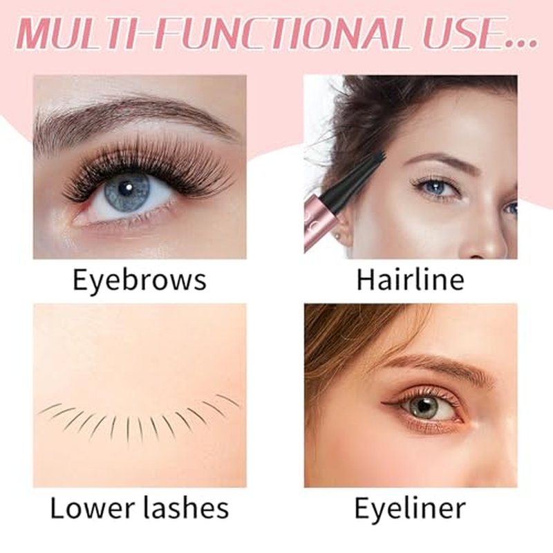 Microblading Eyebrow Pen,QIC Eyebrow 4 Tip Brow Pencil,Long-Lasting Natural Eyebrow Hair,Waterproof Magic Eyebrow Pencil Eyebrow Brush(Brown)