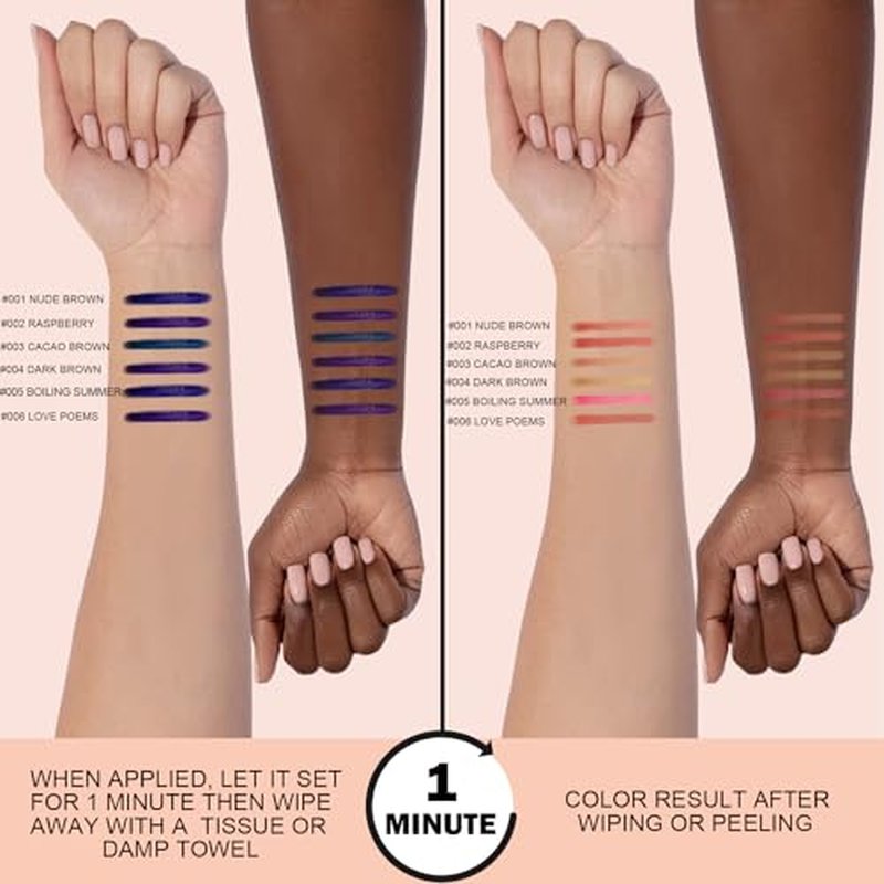 popcode Peel Off Lip Liner Stain, Infused with Nourishing Ingredients & Vitamin E, Quick Set Lip Stain Peel Off Long Lasting For All Skin Types, #002 Raspberry