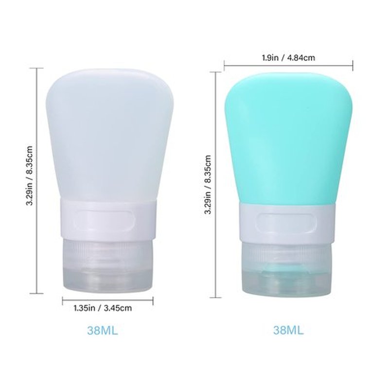2 Pcs Silicone Travel Bottles,1.3oz Leak Proof Refillable Squeeze Containers with Transparent Carry Bag,Small Empty Travel Size Bottles for Shampoo,Conditioner,Lotion,Toiletries