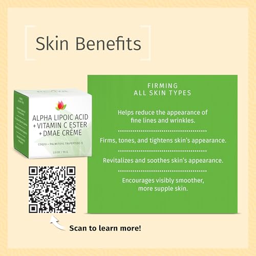 Reviva Labs DMAE Cream with Alpha Lipoic Acid, Vitamin C Ester - DMAE Lift and Firm Cream for Neck and Face - Skin Firming and Moisturizing Cream