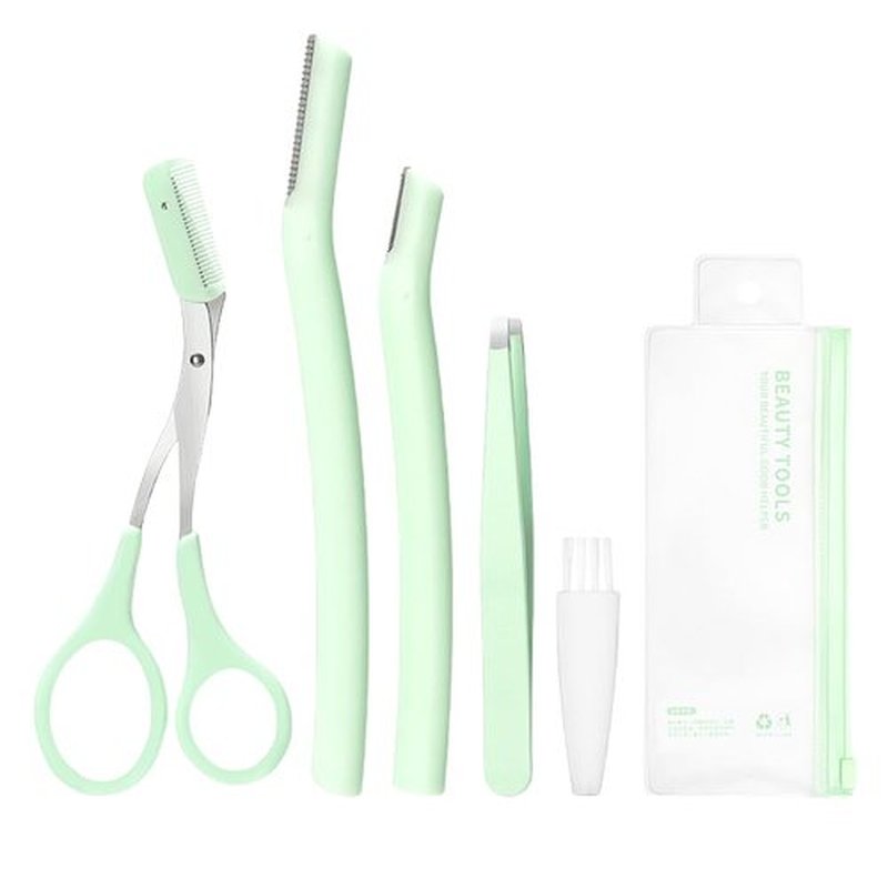 Eyebrow Trimmer Scissor, 2025 Upgraded Eyebrow Scissors with Comb, Professional Precision Eyebrow Trimmer Scissors for Women Men, Eyebrow Trimmer Hair Removal Makeup Grooming Tool (Green Set)