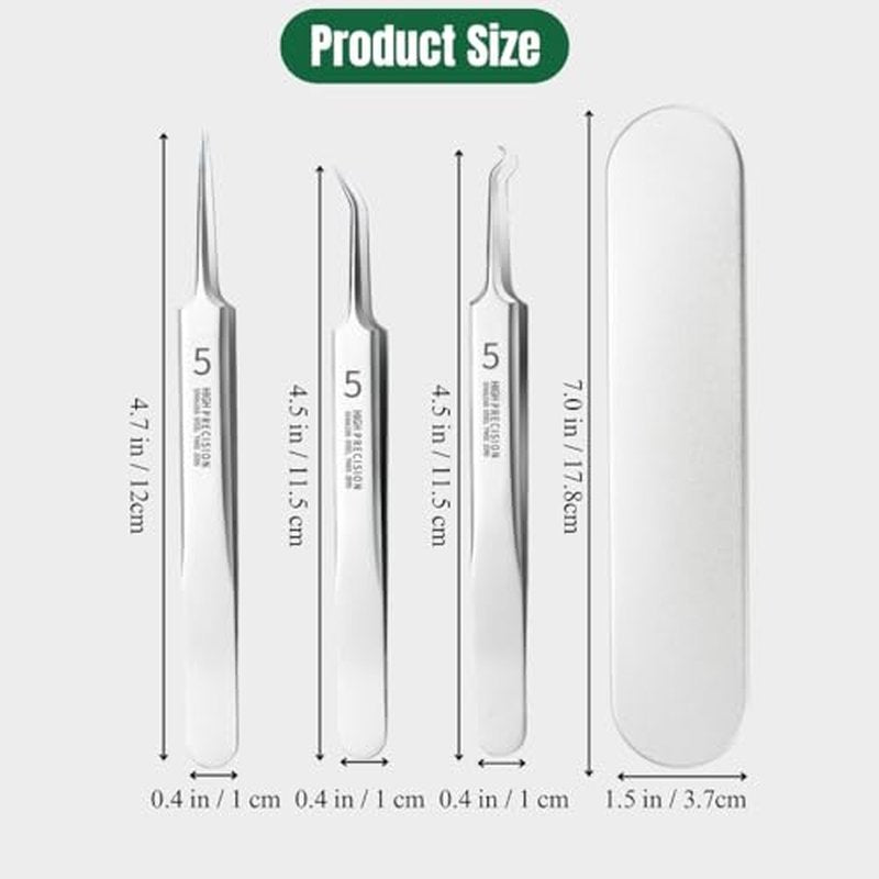 xwxwseui Usiveinborn Blackhead Remover Upgraded, Usiveinborn Blackhead Tweezers, Professional Upgraded Facial Blackhead Remover Tweezers, Blackhead Remover Tools Sets (A4-Red-4pcs)