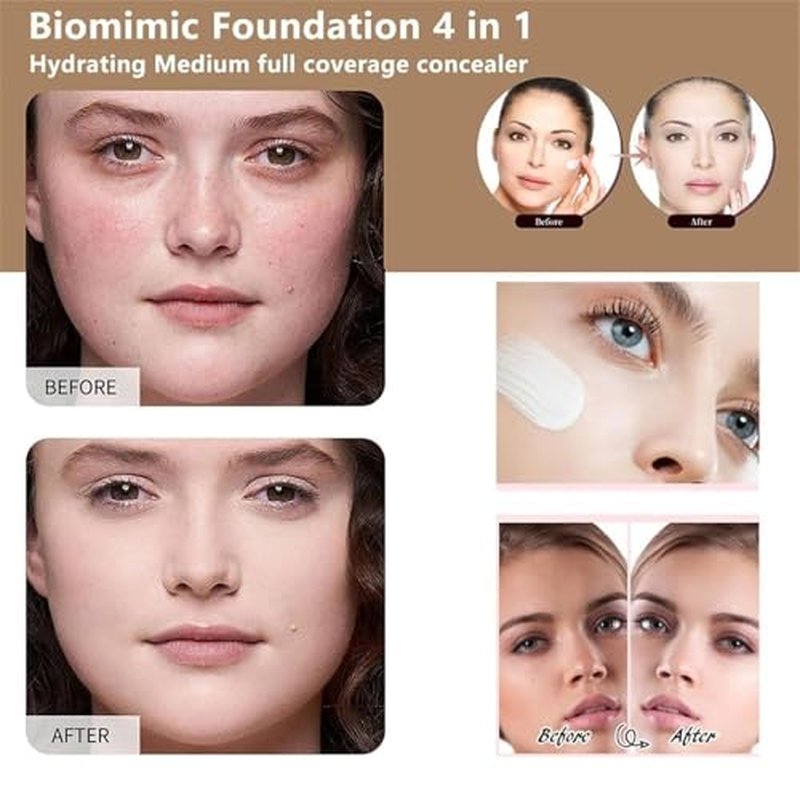 XQUKEI Rise Luxus Foundation, Rise Luxus Ultrablend 4 in 1 Foundation, Match Cosmetics Foundation, Ultrablend 4 in 1 Concealer, Moisturizing Foundation Makeup for Long Lasting Waterproof