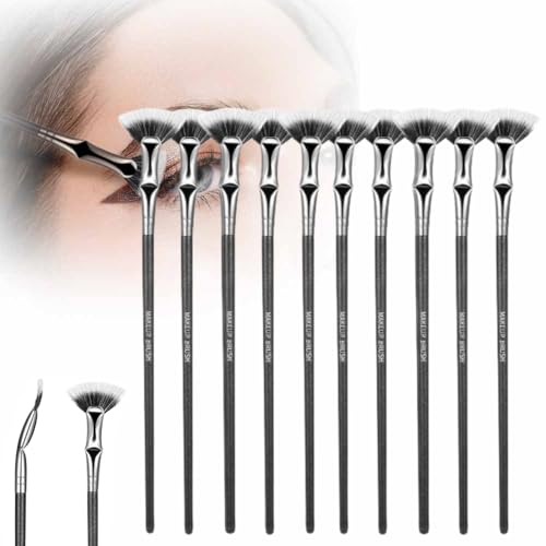 Folding Angle Scalloped Lash Brush, 2024 NEW Mascara Fan Brush for Lashes Eyelash Separator Tool, Eyelash Comb for Upper Lower Eye Lash Makeup Tools, Eye Makeup Fan Brush For Women (10 PCS)