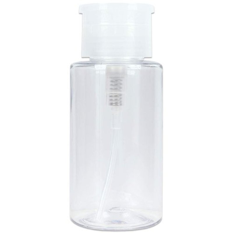 7oz Push Down Pump Dispenser Flip Top Cap Refillable Empty Bottle - Color: Clear - Lockable Travel Cosmetic Packaging Empty Bottle for Nail Polish Manicure