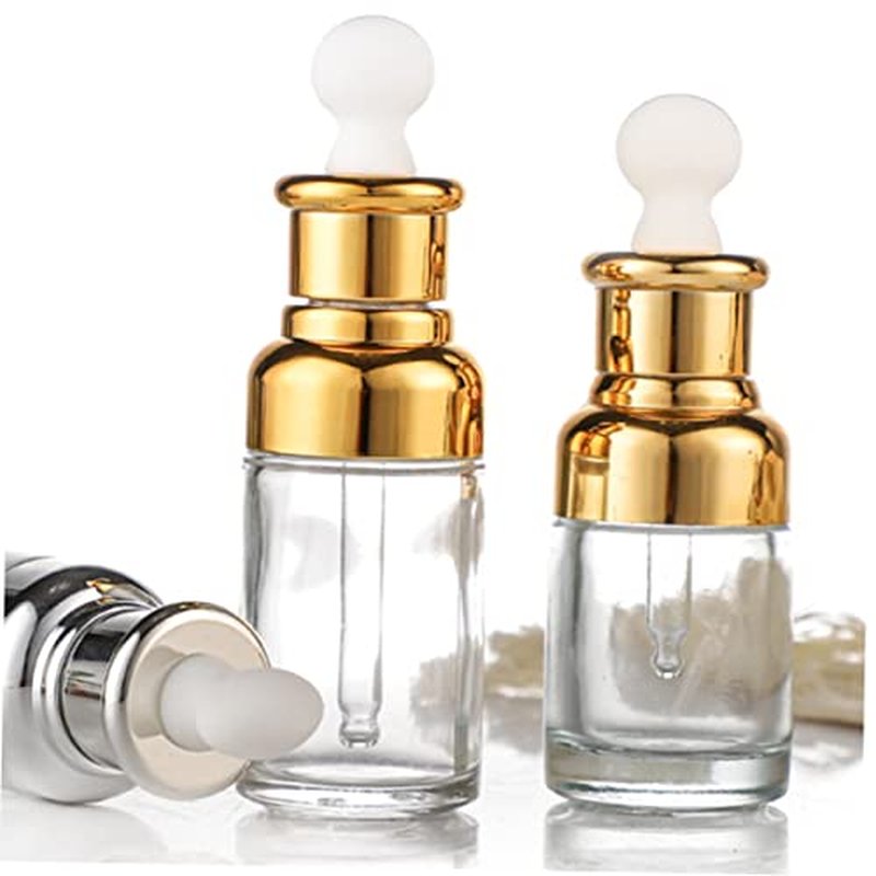 HONMEET 6pcs Essential Oil Bottle Portable Fragrance Clear Container Travel Perfume Bottle Essential Oil Container Aromatherapy Bottle Liquid Containers Golden Glass