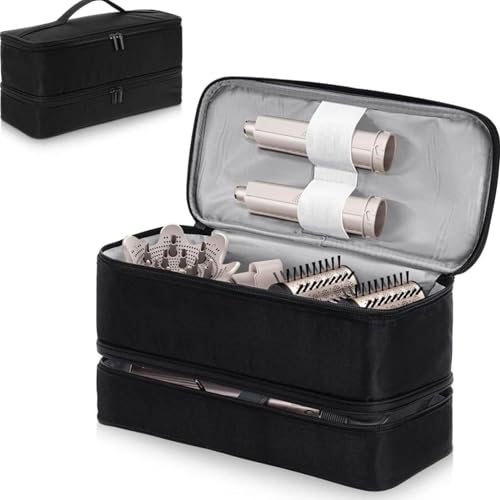 ZRRAJOY Double Layer Storage Case For Shark Flexstyle, Travel Carrying Case For Shark 430/440 Flexstyle, Organizer Bag For Shark Flexstyle/Dyson Airwrap Styler Attachments (Beige)