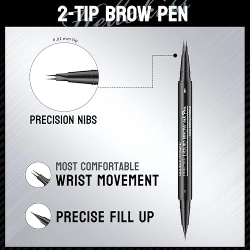 Black Eyebrow Pen Liquid Eyebrow Pencil 2 in 1 Dual-Ended Eye Brow Pencils for Women Waterproof Natural Brow Pencils and Precise Brush Tip Create natural hair like eyebrows that last all day # 05