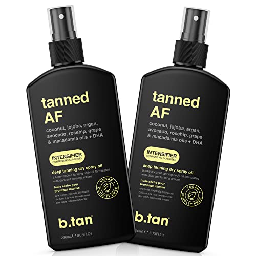b.tan Intensifier Deep Dry Spray Tanning Oil | Get a Faster, Darker Sun Tan From Tan Accelerating Actives, Packed with Ultra Moisturizing Oils to Keep Skin Hydrated, Vegan, 8 Fl Oz, 3 Pack