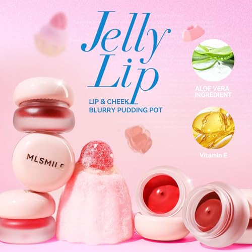 Lip Pudding Pot, Lip & Cheek Blurry Pudding Pot, Blurring Makeup Blush, Buildable Lightweight, Multi-Use Soft Matte Velvet Finish,With A Lip Pudding Pot Brush (04 meraki+06 hickey)