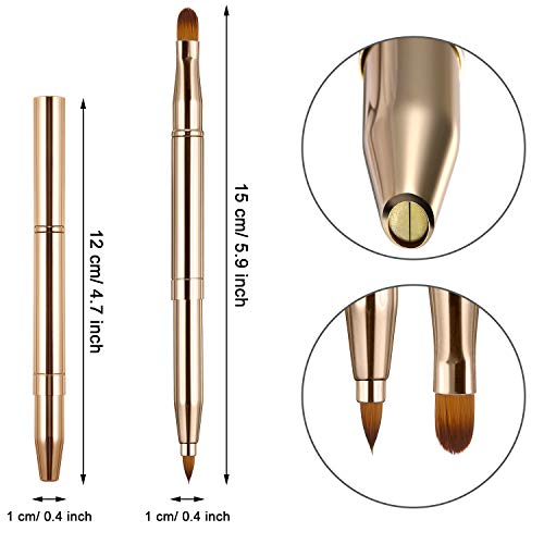 TOODOO 3 Pieces Lip Brush Retractable Lipstick Liner Brush Lipstick Dual-ended Foundation Makeup Brush with Cap Travel Applicators