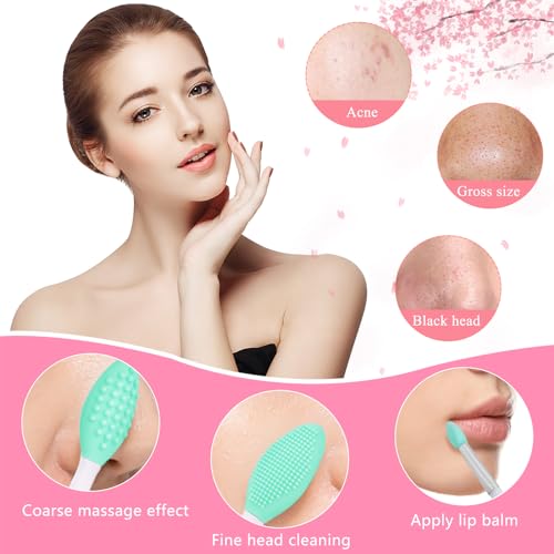 Silicone Face Scrubber, 1pcs Exfoliating Lip Brush, 1pcs Cleansing Brush,2pcs Face Mask Brush Exfoliator Blackhead Skin Care Tool