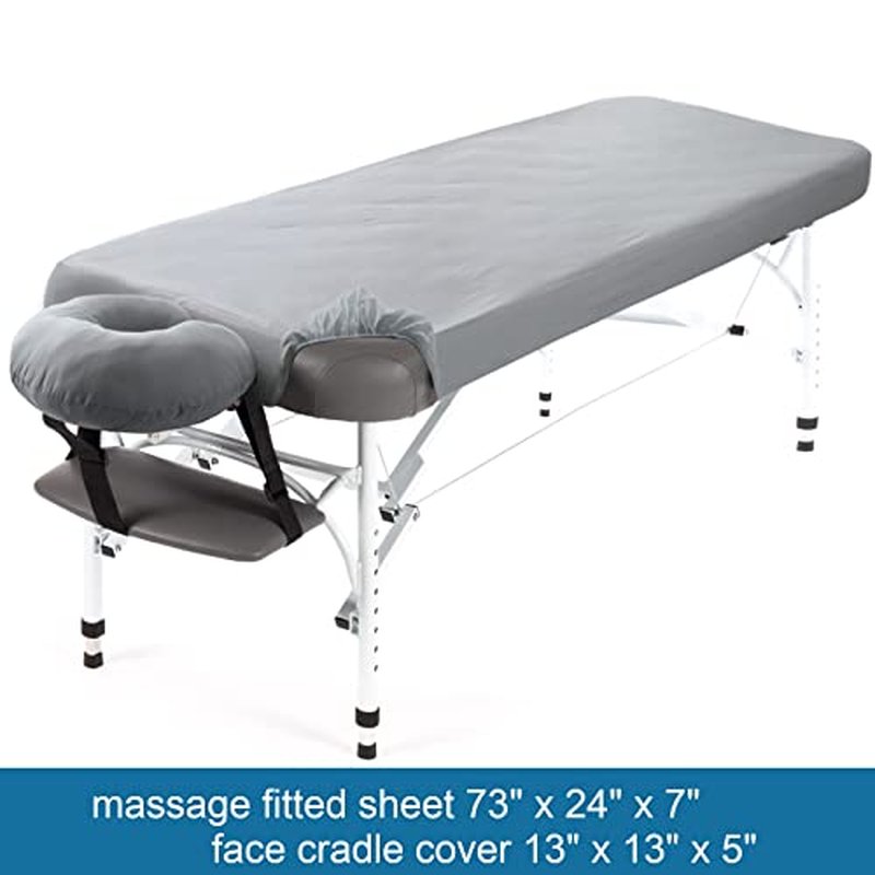 Massage Table Sheets Waterproof Massage Table Cover Set 2- Piece Include Massage Fitted Sheet and Face Cradle Cover Ultra Soft & Skin-friendly Fit Massage Table & Facial Bed, Grey, 28×73×7