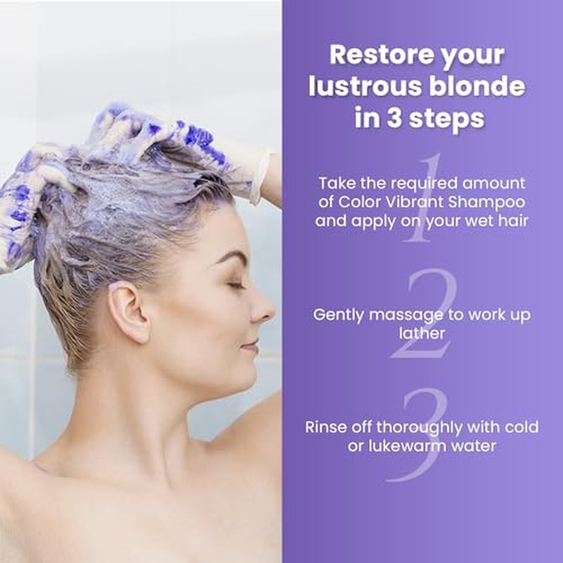 MOEHAIR Color Vibrant Blonde Shampoo | Color Enhancing Silver Purple Shampoo | Neutralizes Yellow Tones | Eliminates Brassiness | Paraben & Sulfate Free Shampoo | Color-Protect Shampoo | (12 Fl. Oz)