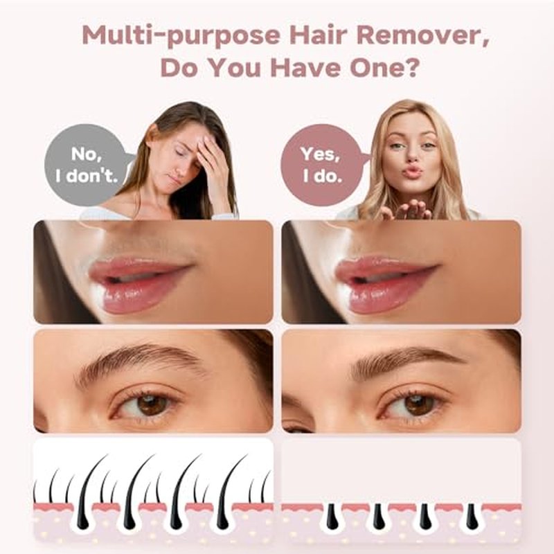 Facial Hair Removal for Women, Facial Eyebrow Trimmer, 2-in-1 Face Shaver, Hair Remover for Lip, Chin, Peach Fuzz(Gen 3 Pro)