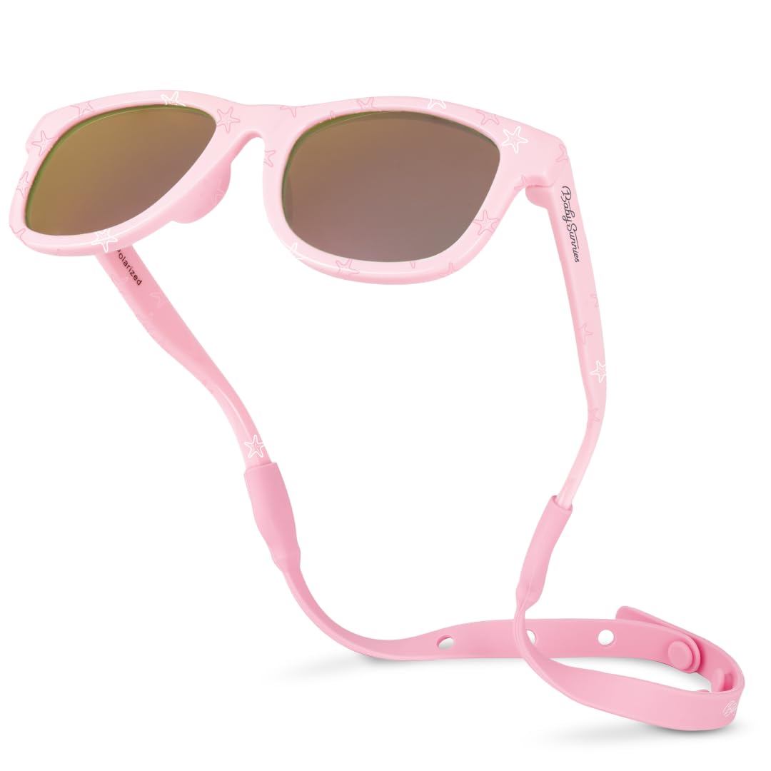 BABY SUNNIES Polarized Baby Sunglasses with Strap - Unbreakable Flexible Infant Sunglasses for Toddlers & Newborns 0-24 Months - Sky Blue - Baby Beach Essentials - Infant Travel Essentials