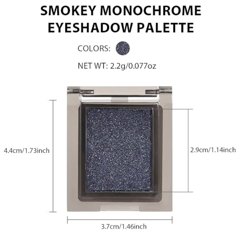 Eyeshadow Single Midnight Blue Shimmer, High-Pigment Monochrome Eye Shadow Pressed Powder, Everyday Velvety Silky Eye Makeup Looks, Professional Long-Lasting Waterproof Single Eyeshadow Palette, 04#