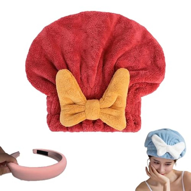 hwqsad Efficient Hair Towel Wrap for Women, Super Absorbent Hair Towel Wrap for Women, New Super Absorbent Hair Towel Wrap for Wet Hair, Dry Quickly and Naturally, Anti Frizz (red a)